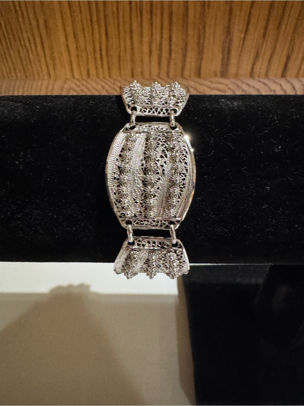 Vintage Van Lou Sterling Silver Filigree Panel Bracelet